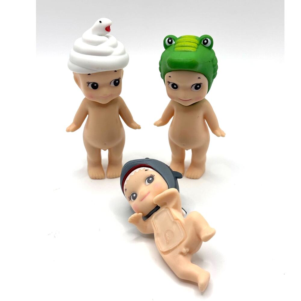 Set of 3 New Unbranded Kewpie/Angel Mini Figures, Snake, Crocodile, Shark